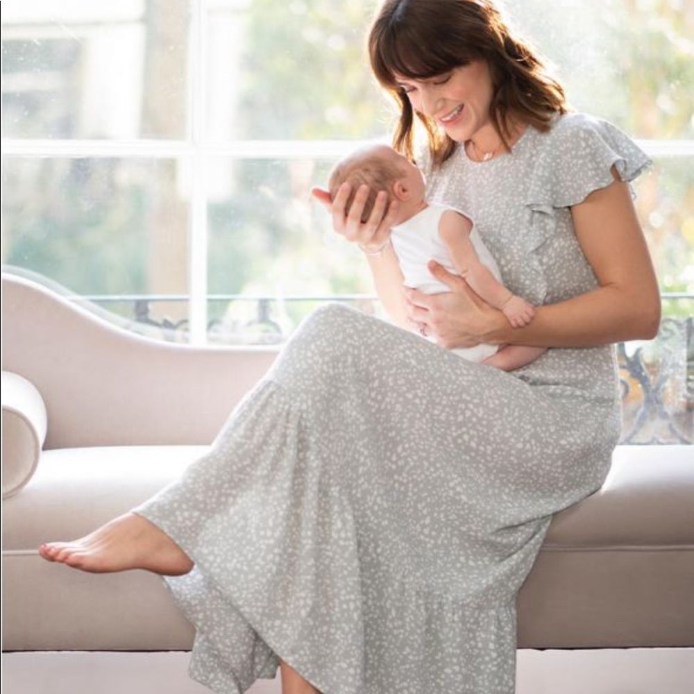Seraphine maternity & nursing midi dress.